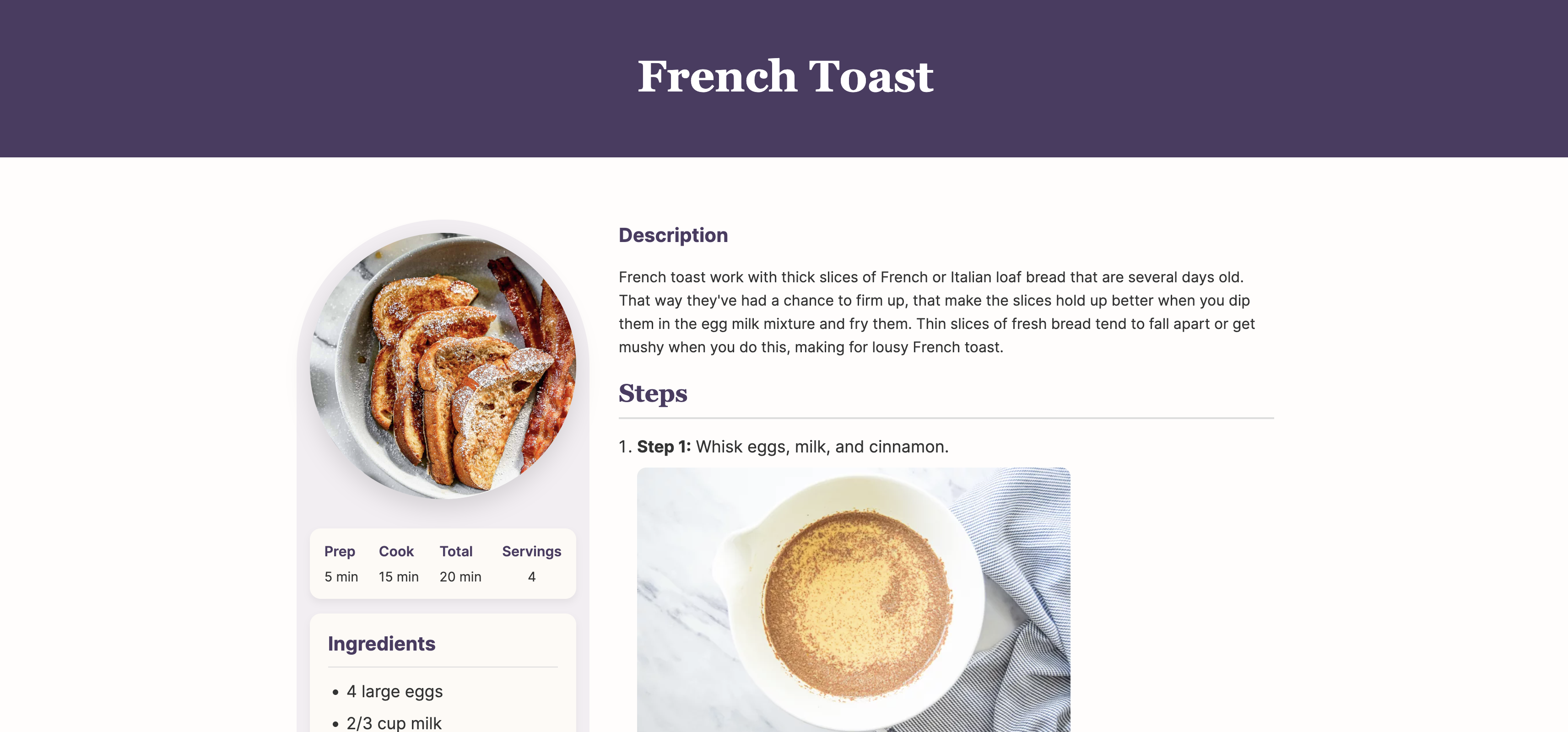 Recipe project preview